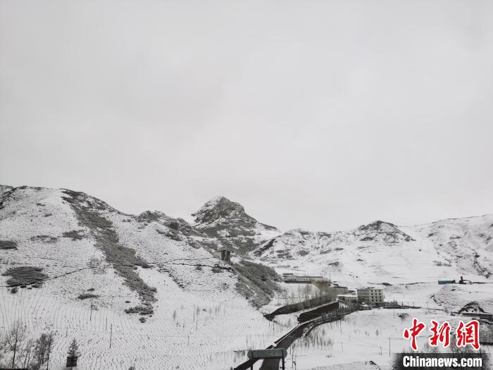 圖為青海省東南部的青沙山區(qū)域銀裝素裹。　張?zhí)砀?攝